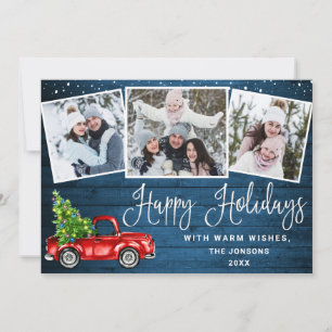 Happy Holidays Christmas Red Farm Truck 3 Feiertagskarte