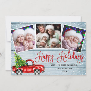 Happy Holidays Christmas Red Farm Truck 3 Feiertagskarte
