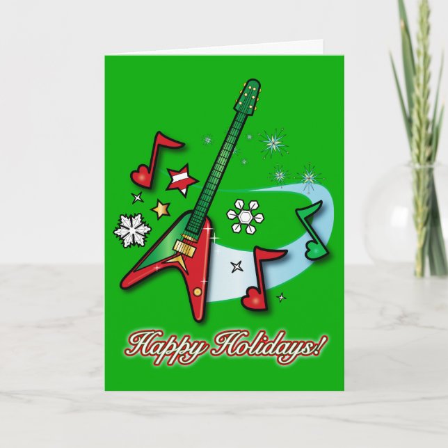 Happy Holidays Christmas Rock Gitarre und Notizen (Vorderseite)