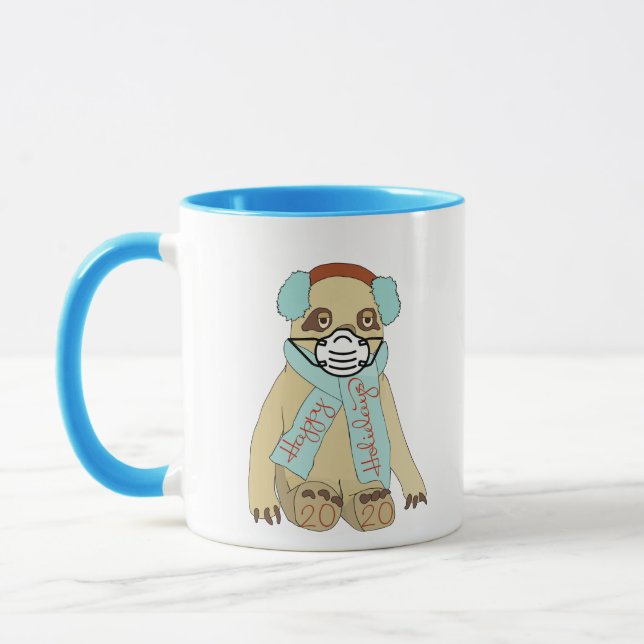 Happy Holidays Christmas Sloth in Mask Coffee Tass Tasse (Links)