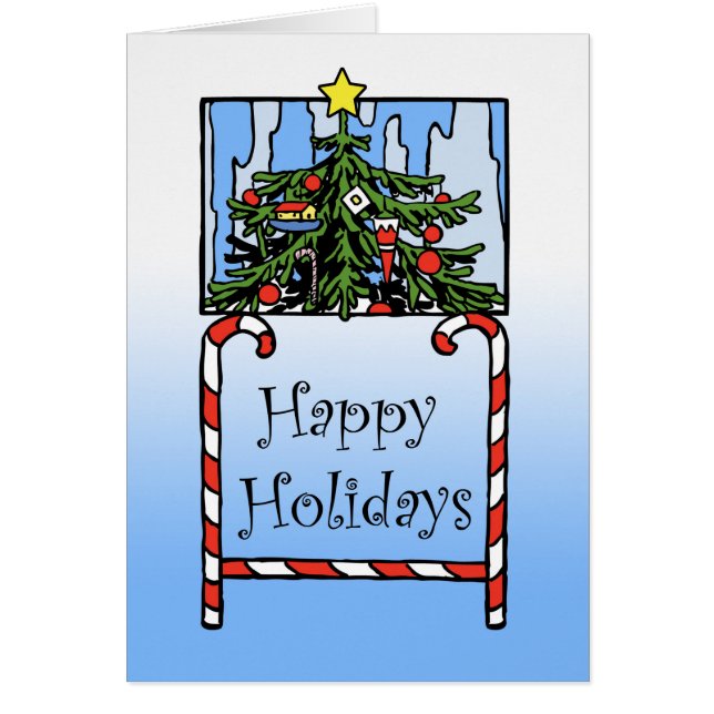 Happy Holidays, Christmas Tree and Candy Canes (Devant)