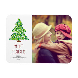 Happy Holidays Christmas Tree Foto Magnet