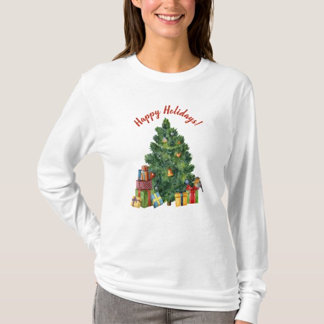 Happy Holidays - Christmas Tree T-Shirt (Vorderseite)