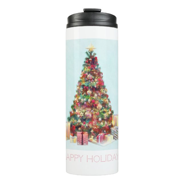 Happy Holidays. Christmas Tree Thermosbecher (Vorderseite)