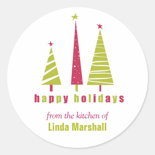 Happy Holidays Christmas Trees Sticker (Vorderseite)
