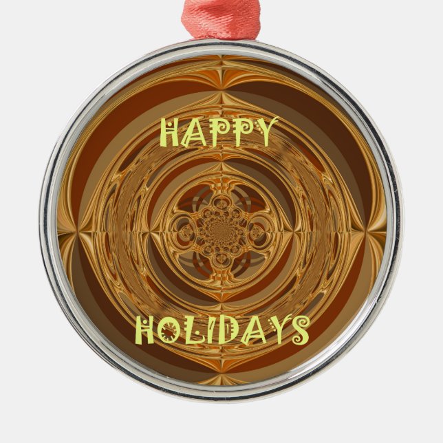 Happy Holidays Circle Art Print/Design Silbernes Ornament (Vorne)