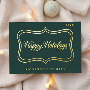 Happy Holidays Classic Gold Frame Folien Feiertagskarte