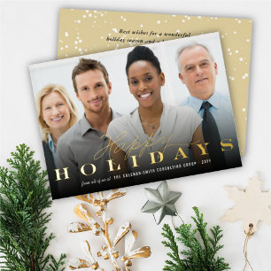 Happy Holidays Classic Typografy Foto Corporate Folien Feiertagskarte