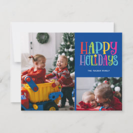 Happy Holidays Colorful Family Kinder 2 Foto Feiertagskarte