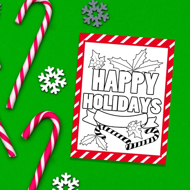 Happy Holidays Coloring Page Activity Card Postkarte (Von Creator hochgeladen)