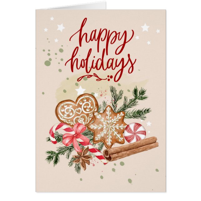 Happy Holidays Cookies Weihnachtskarte (Vorne)