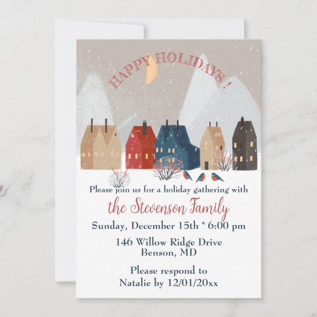  Happy Holidays Country Primitive Village Invite   Save The Date (Vorderseite)