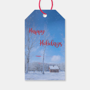 Happy Holidays Country Snow Festive Geschenketiket Geschenkanhänger