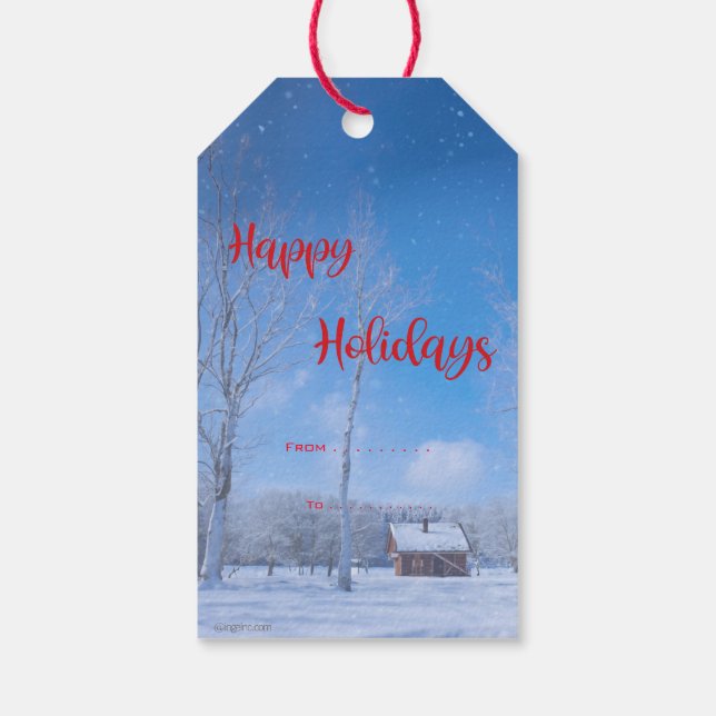 Happy Holidays Country Snow Festive Geschenketiket Geschenkanhänger (Rückseite)