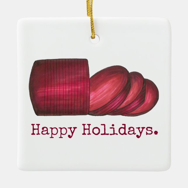 Happy Holidays Cranberry Sauce Weihnachtsessen Keramikornament (Vorderseite)