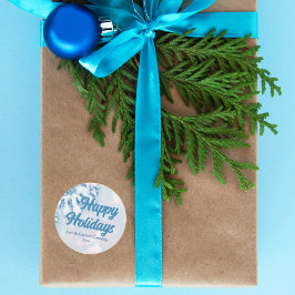 Happy Holidays Custom Beautiful Blue Snowflake Runder Aufkleber