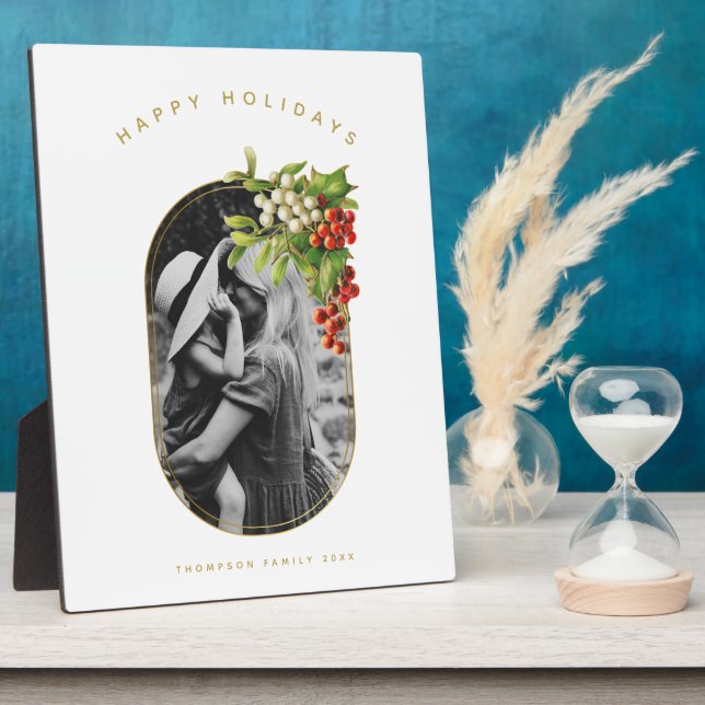 Happy Holidays Custom Foto Weihnachten Fotoplatte (Seite)