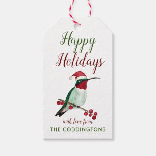 Happy Holidays Custom Hummingbird Gift Tags Geschenkanhänger