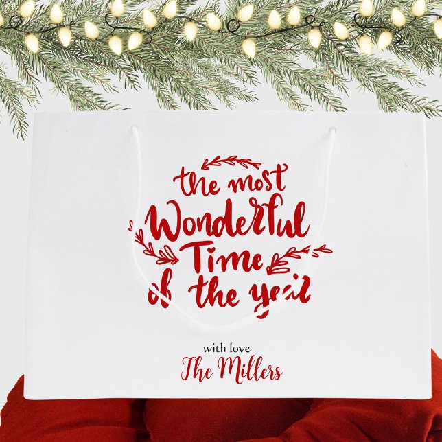 Happy Holidays Custom Red and White Xmas Große Geschenktüte (Von Creator hochgeladen)