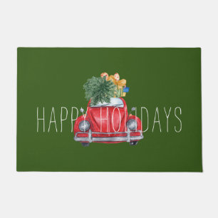 Happy Holidays Customizable Red Car Fußmatte