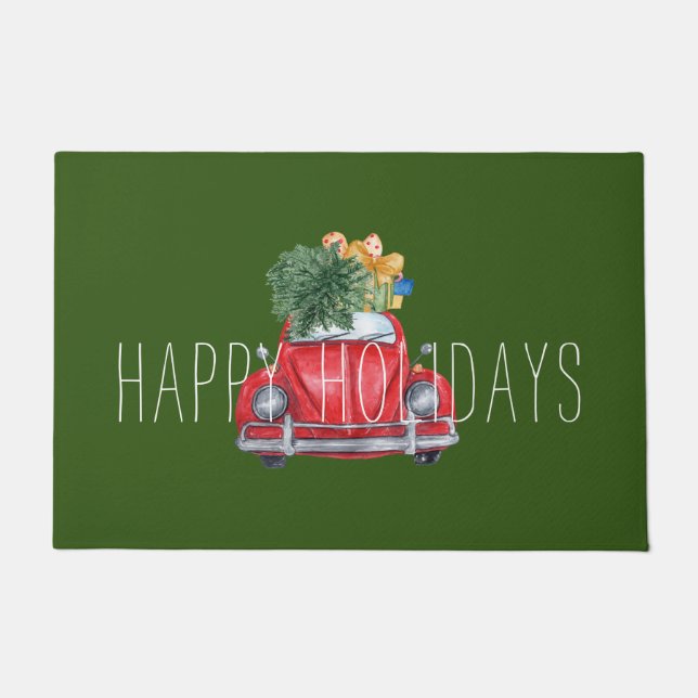 Happy Holidays Customizable Red Car Fußmatte (Vorderseite)