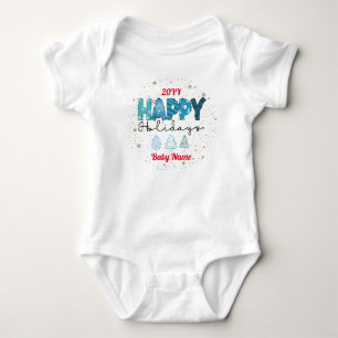 Happy Holidays Customize Baby Strampler