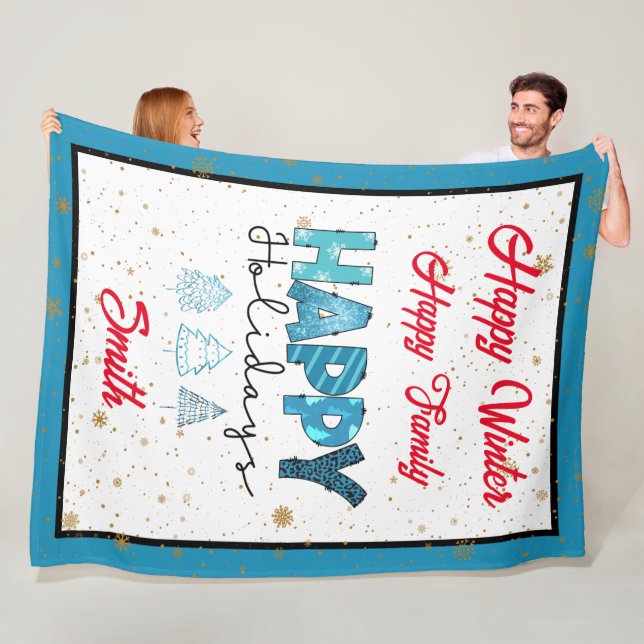 Happy Holidays Customize Fleecedecke (Beispiel)