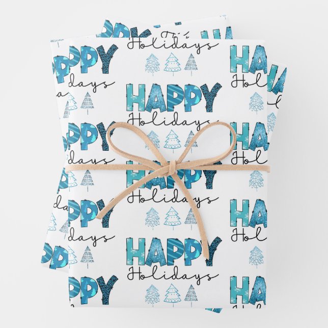 Happy Holidays Customize Geschenkpapier Set (Beispiel)