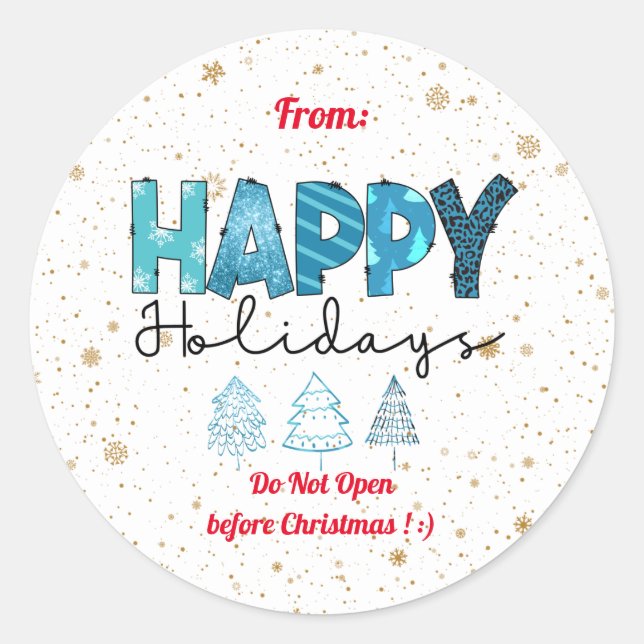 Happy Holidays Customize Runder Aufkleber (Vorderseite)