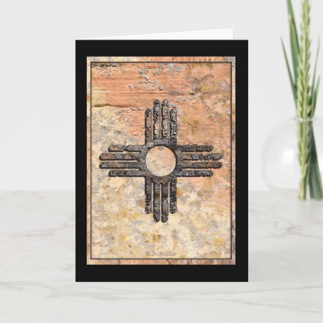 Happy Holidays - Das Zia-Sun-Symbol in New Mexico Karte (Vorderseite)