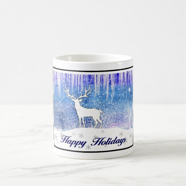 Happy Holidays Deer Scene Kaffeetasse (Mittel)