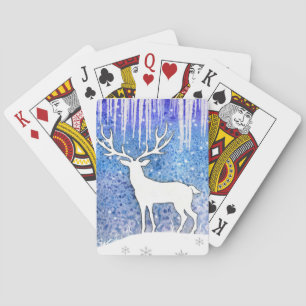 Happy Holidays Deer Scene Spielkarten