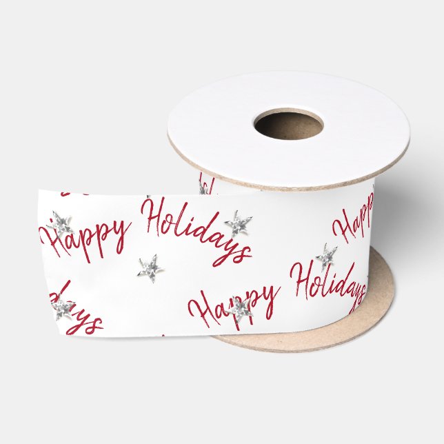 Happy Holidays Diamond Stars Satinband (Spule)