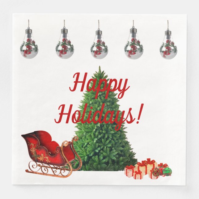 Happy Holidays Dinner Napkins Serviette (Vorderseite)