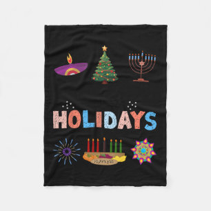 Happy Holidays Diwali Kwanzaa Hanukkah Weihnachten Fleecedecke