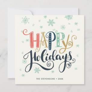 Happy Holidays Doodle Snow   Foto Ferienkarte Feiertagskarte