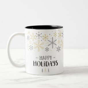 Happy Holidays Doodle Winter Saison Snowflake Art Zweifarbige Tasse