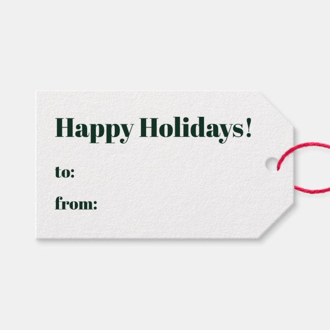Happy Holidays dunkelgrün weiß bis von minimalisti Geschenkanhänger (Vorderseite (Horizontal))
