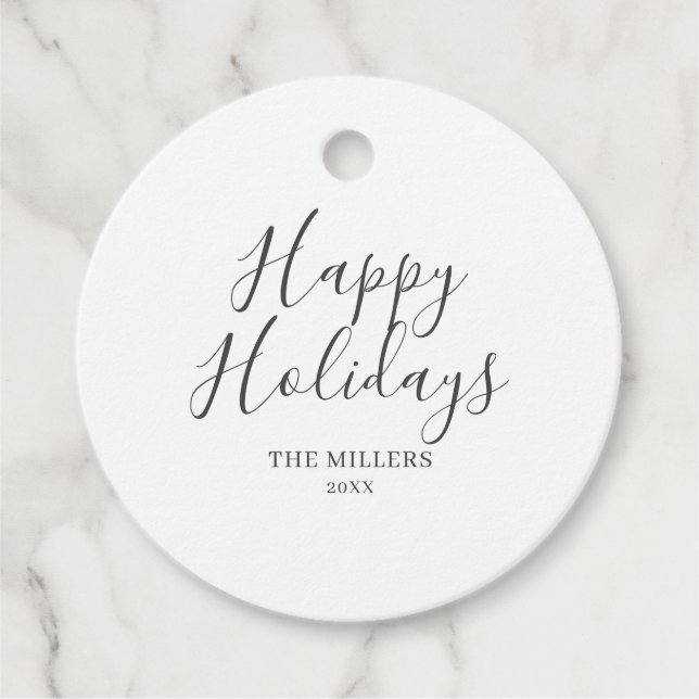 Happy Holidays Einfach Minimalistisch Geschenkanhänger (Vorderseite)