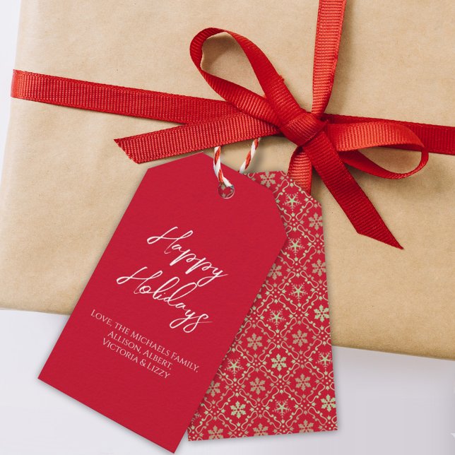 Happy Holidays Einfache Minimalistische Script-Sno Geschenkanhänger (Von Creator hochgeladen)