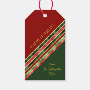 Happy Holidays Elegante Gold Rotes Grün Weihnachte Geschenkanhänger