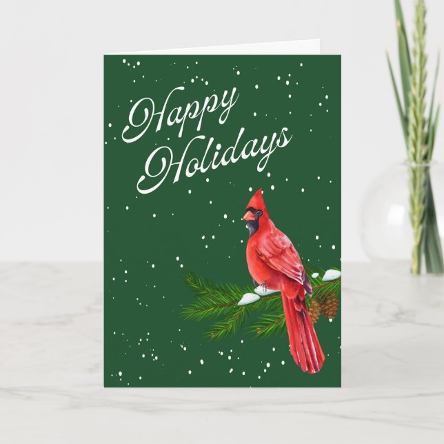 Happy Holidays Elegante Karte (Vorderseite)