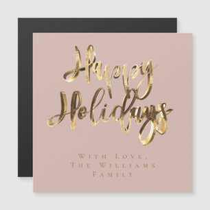 Happy Holidays Elegante Rosa Rose Magnetkarte