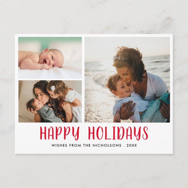 Happy Holidays | Elegantes Chic Modernes Foto Postkarte (Vorderseite)