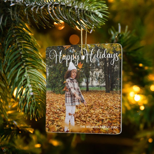 Happy Holidays Elegantes Foto mit doppelseitiger U Keramikornament (Von Creator hochgeladen)