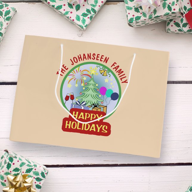 Happy Holidays Elegantes Weihnachtsfest Kinder Große Geschenktüte (Von Creator hochgeladen)