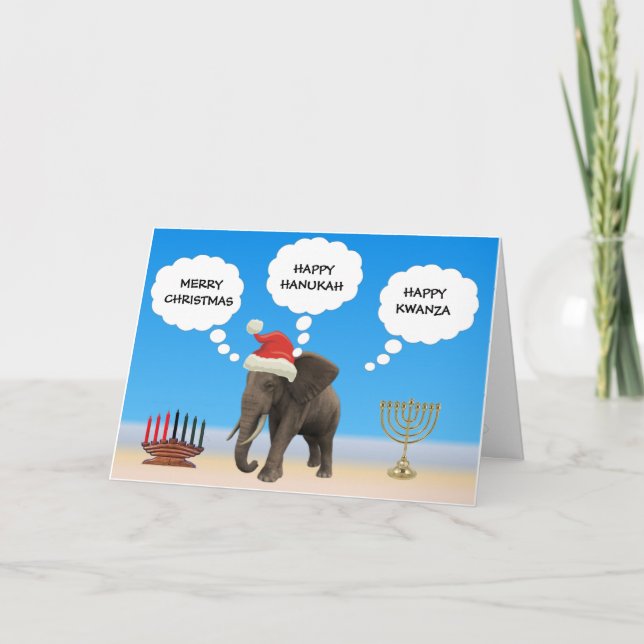 Happy Holidays Elephant Feiertagskarte (Vorderseite)