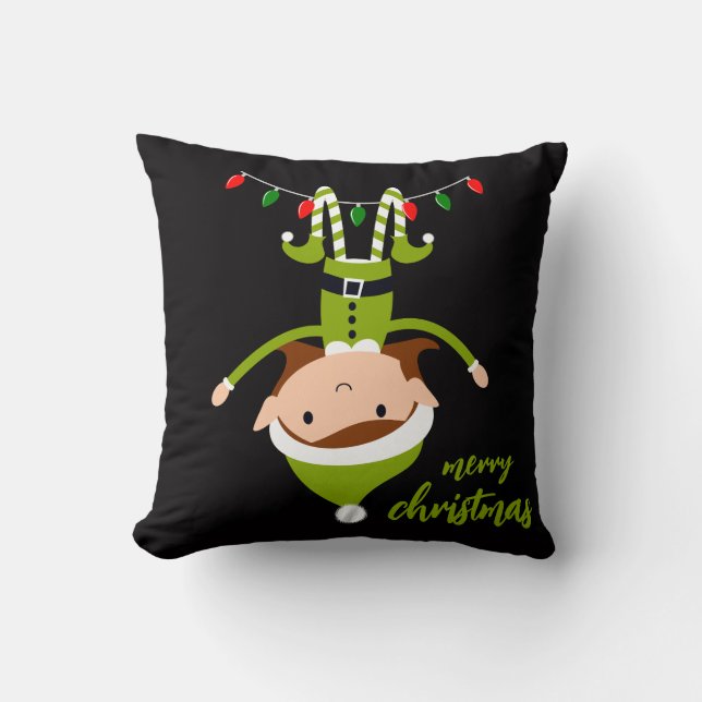 Happy Holidays Elf Weihnachtsdekor Kissen (Vorderseite)
