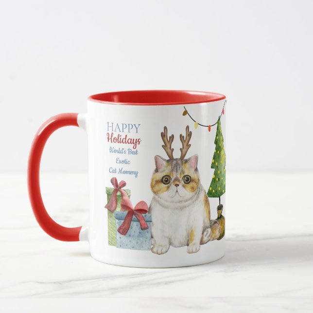 Happy Holidays EXOTIC Cat Mama Maßgeschneiderte We Tasse (Links)