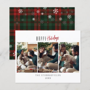 Happy Holidays Familie 3 Fotos Weihnachtskarte